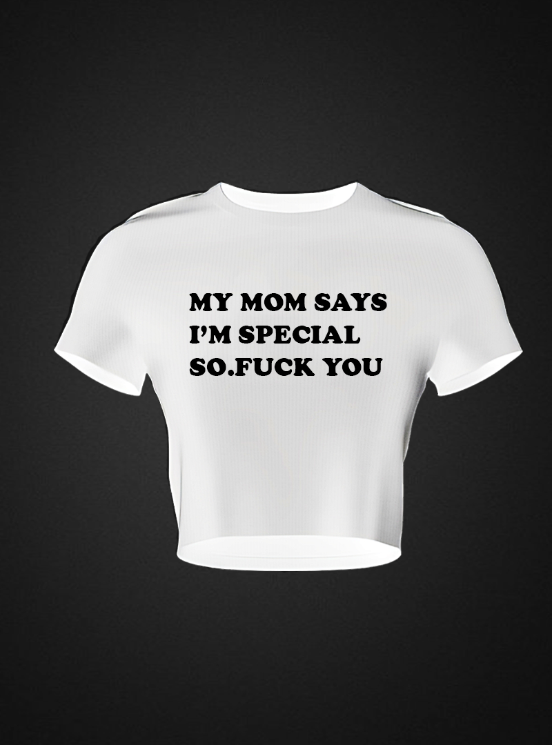 Mom Says Ribbed Crop Top