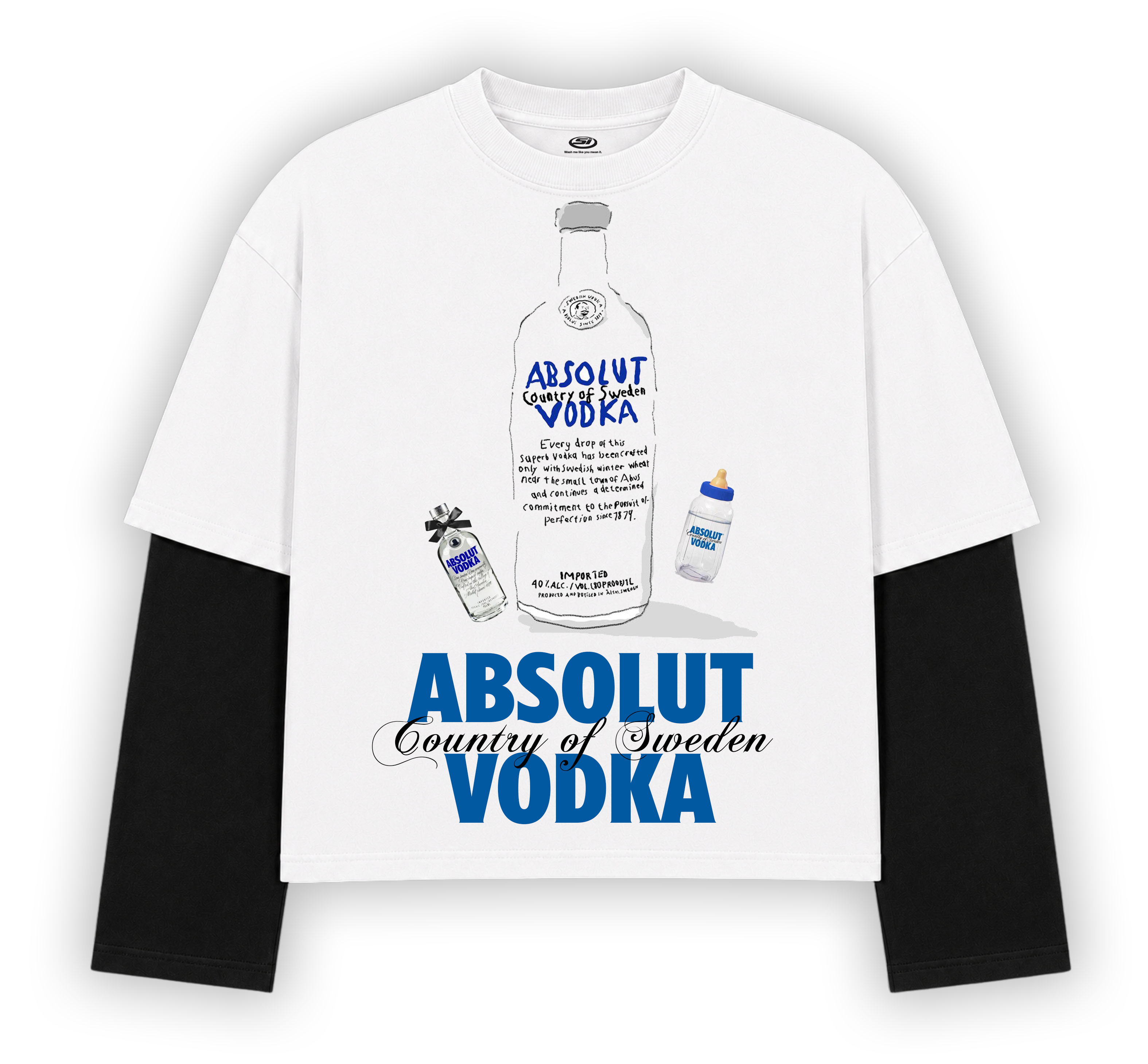 ABSOLUT SIGNATURE DETACHABLE SLEEVES T-SHIRT