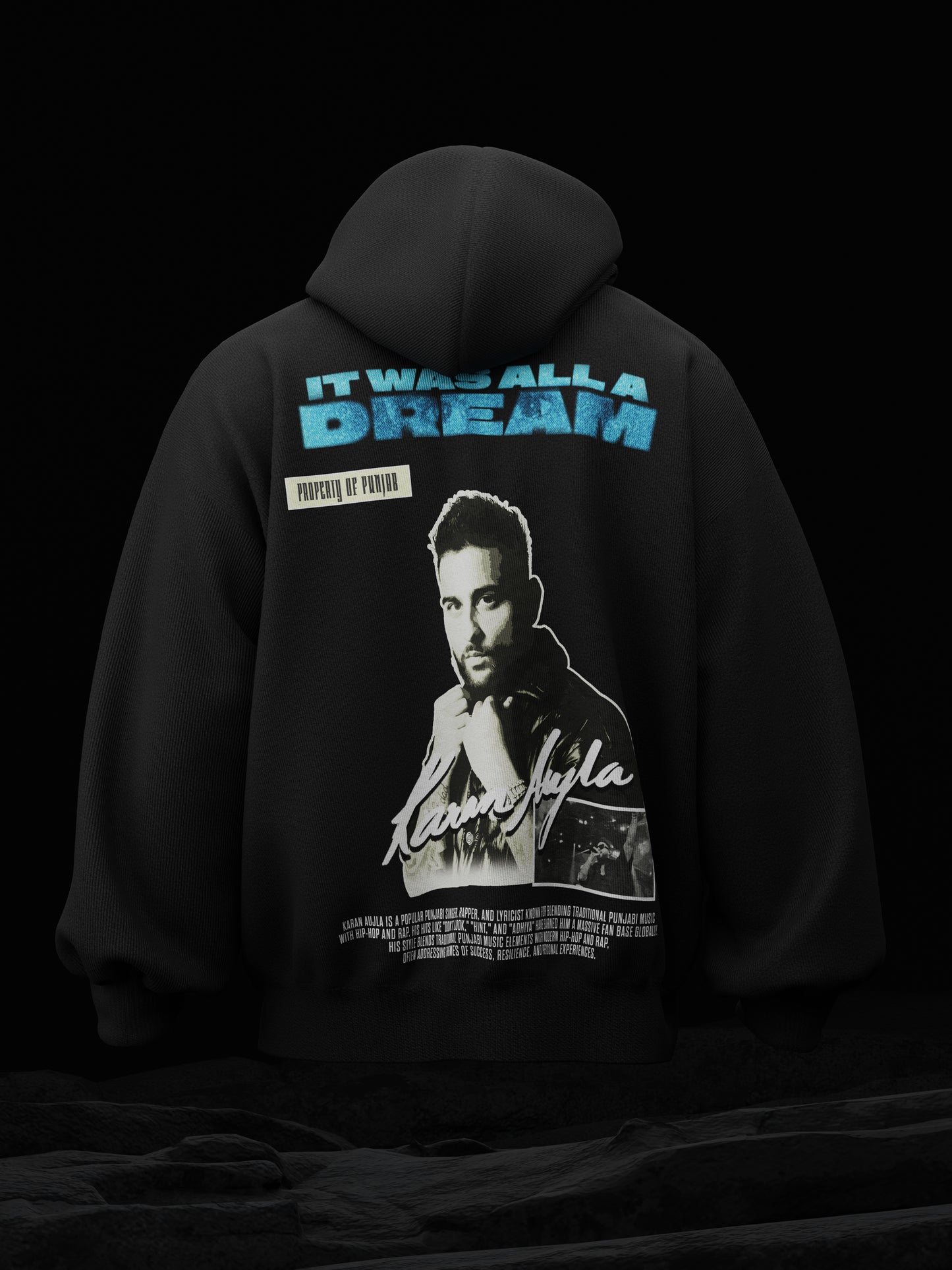 Karan Aujla It was all a dream Black Oversized Hoodie