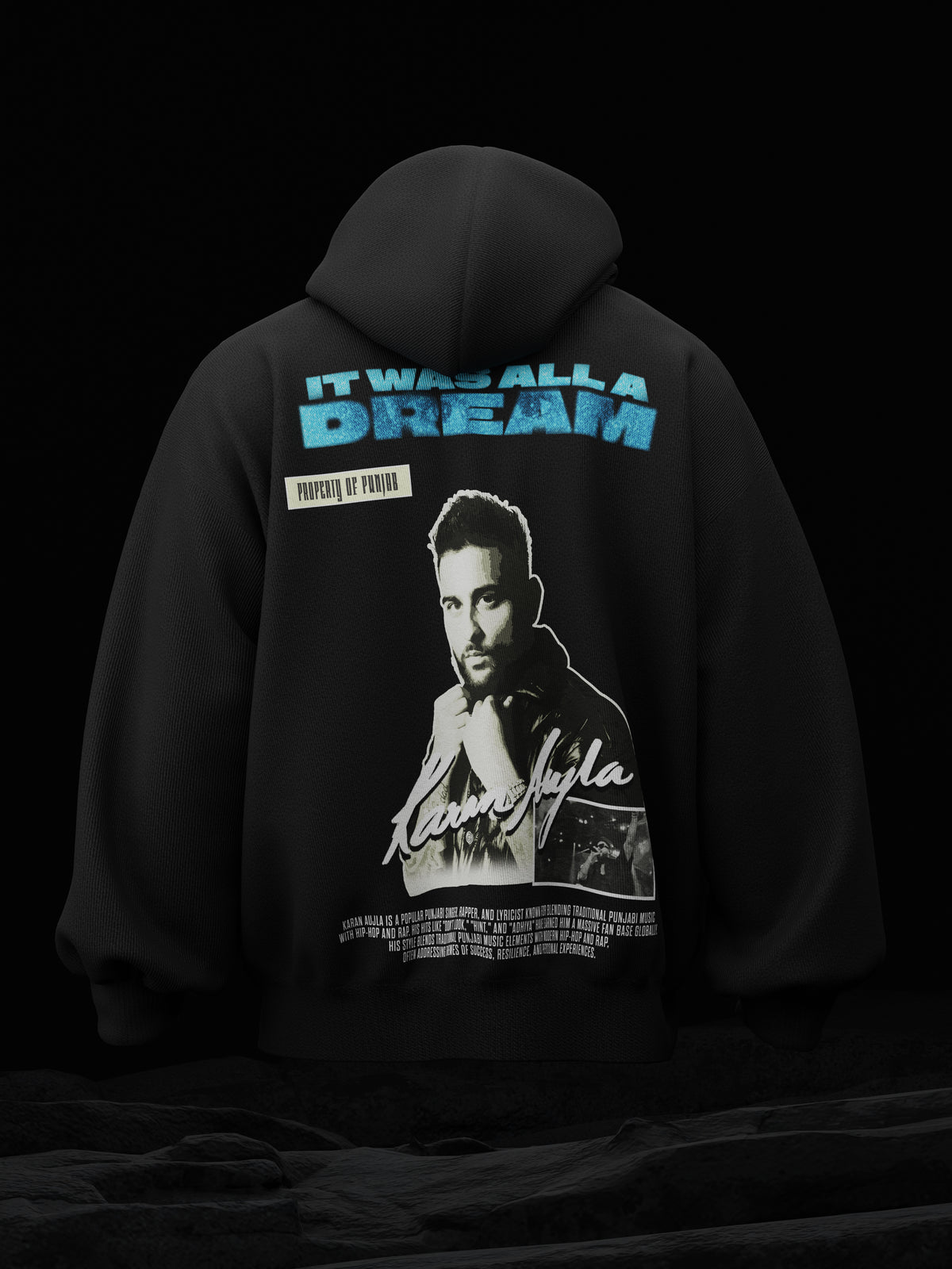 Karan Aujla It was all a dream Black Oversized Hoodie