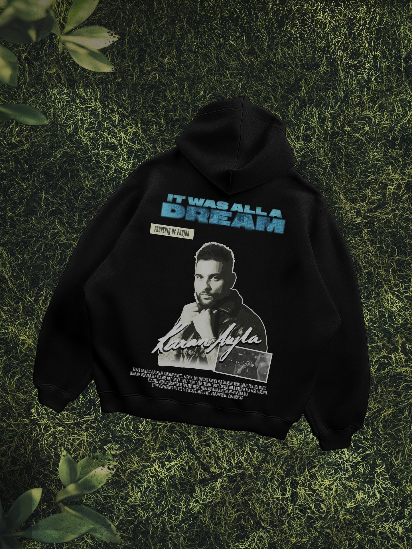 Karan Aujla It was all a dream Black Oversized Hoodie