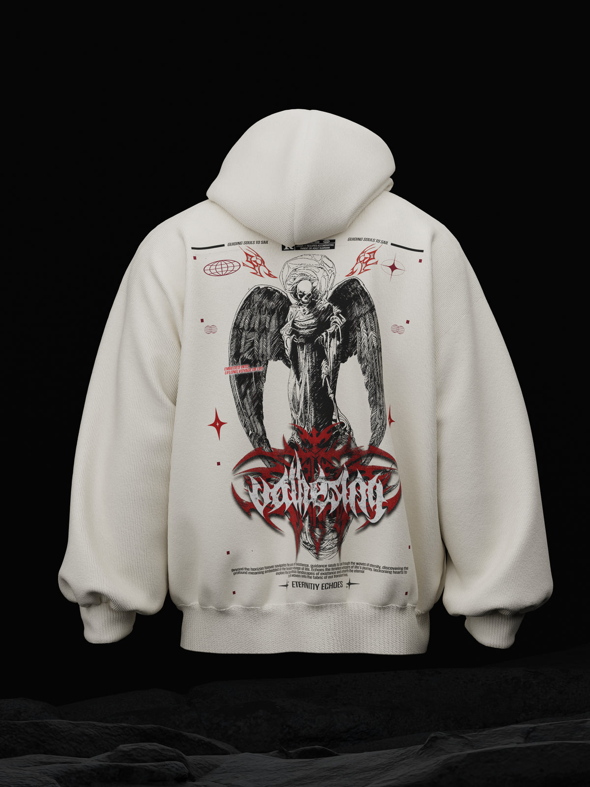Eternity Echoes Oversized Off White Hoodie