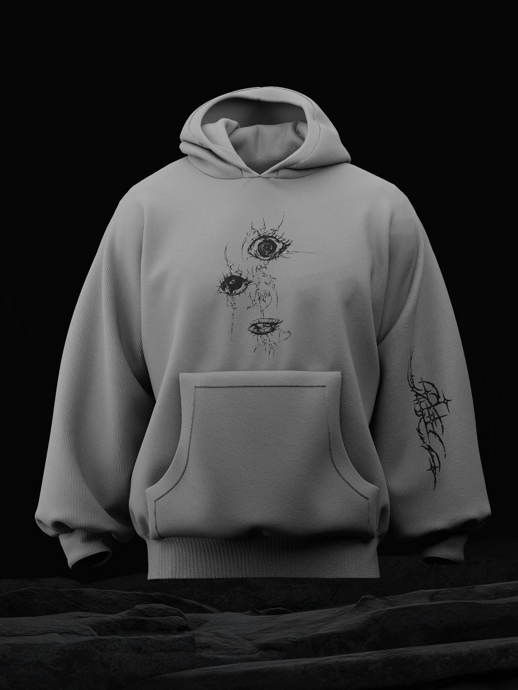 Evils Eye Grey Oversized Hoodie