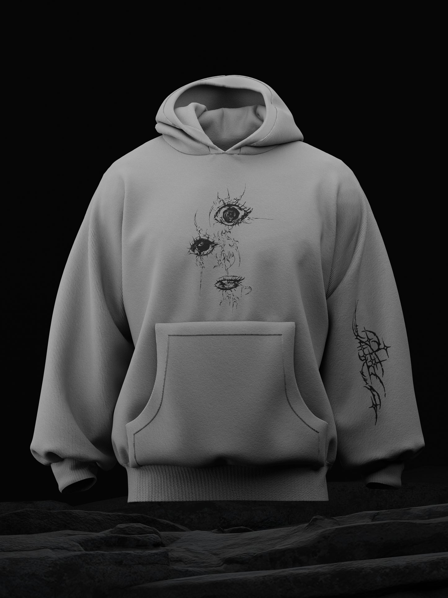 Evils Eye Grey Oversized Hoodie