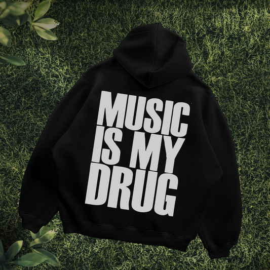 Music Is my Drug Black Oversized Hoodie